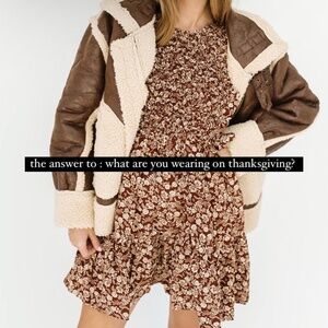 chocolate brown  and tan sherpa aviator jacket🤎